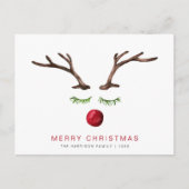 トナカイの水の色メリーミニマルスモダンクリスマス シーズンポストカード (正面)