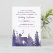 トナカイの水彩紫 |冬の結婚式 招待状 (スタンド正面)