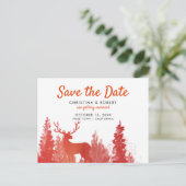 トナカイの水色の赤い冬の日付を保存 案内ポストカード (スタンド正面)