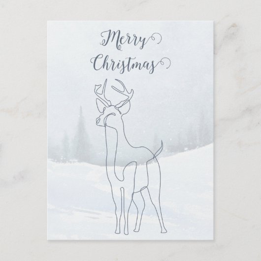 トナカイの消音した青いグレーの冬のクリスマス シーズンポストカード (正面)