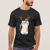 トナカイの猫のクリスマスブスクリスマスセーター Tシャツ (正面)