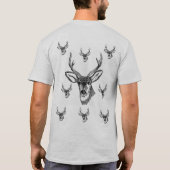 トナカイの白い黒いメンズTシャツの長袖 Tシャツ (裏面)