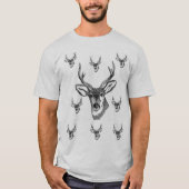 トナカイの白い黒いメンズTシャツの長袖 Tシャツ (正面)