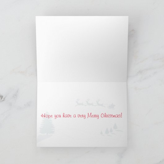 トナカイの空襲を用いる銀製のメリークリスマスの木 シーズンカード (内部)