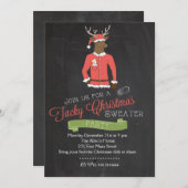 トナカイの粘着性のセーターのクリスマスのパーティの招待状 招待状 (正面/裏面)