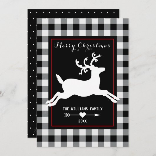 トナカイの素朴な白黒のバッファローの点検 シーズンカード (正面/裏面)