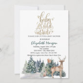 トナカイの緑の赤ちゃんシャワー外は寒い 招待状 (正面)