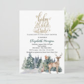 トナカイの緑の赤ちゃんシャワー外は寒い 招待状 (スタンド正面)