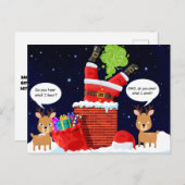 トナカイの臭いクリスマスおもしろい漫画 シーズンポストカード (正面/裏面)