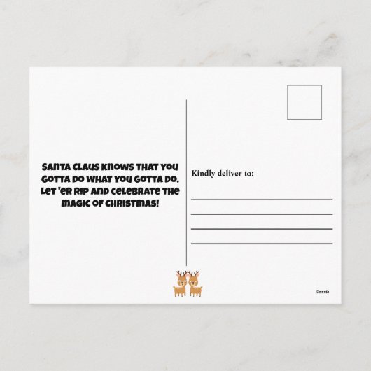 トナカイの臭いクリスマスおもしろい漫画 シーズンポストカード (裏面)