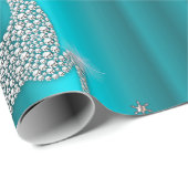 トナカイの花を跳躍メリークリスマスアクア ラッピングペーパー (ロールコーナー)