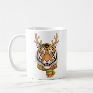 トナカイの虎 クリスマス 動物 角付き Xmas コーヒーマグカップ