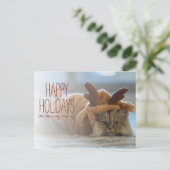 トナカイの衣装を着たペルシャ猫 シーズンポストカード (スタンド正面)