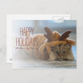 トナカイの衣装を着たペルシャ猫 シーズンポストカード (正面/裏面)