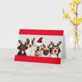 トナカイの衣装を着た犬用グリーテカスタムィングカード カード (黄色い花)