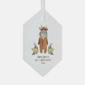 トナカイの衣装ベビーの第1クリスマスオーナメント ガラスオーナメント (正面右)