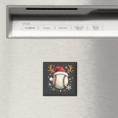 トナカイの角とクリスマスがついた野球ボール マグネット (インサイチュ (食洗機))