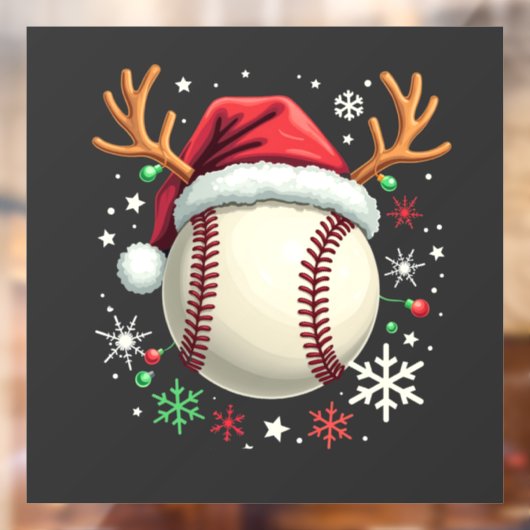 トナカイの角とクリスマスの野球ボール ウィンドウサイン (シート2)