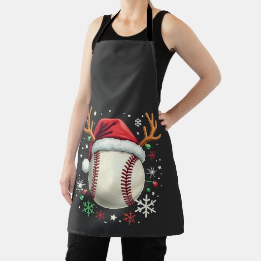 トナカイの角とクリスマスの野球ボール エプロン (インサイチュ)