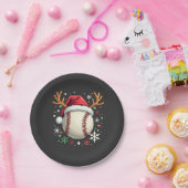 トナカイの角とクリスマスの野球ボール ペーパープレート (パーティー)