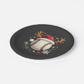 トナカイの角とクリスマスの野球ボール ペーパープレート (アングル)