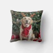 トナカイの角をつけたクリスマスのラブラドール・レトリーバー クッション (裏面)