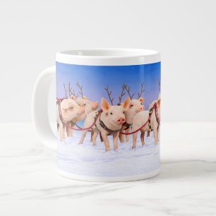 トナカイの豚 ジャンボコーヒーマグカップ