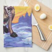 トナカイの贈り物&アクセサリー キッチンタオル (四つ折り)