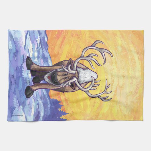 トナカイの贈り物&アクセサリー キッチンタオル (横)