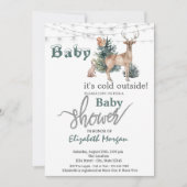 トナカイの赤ちゃんシャワー外は寒い 招待状 (正面)