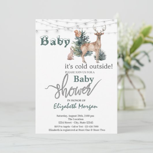 トナカイの赤ちゃんシャワー外は寒い 招待状 (スタンド正面)