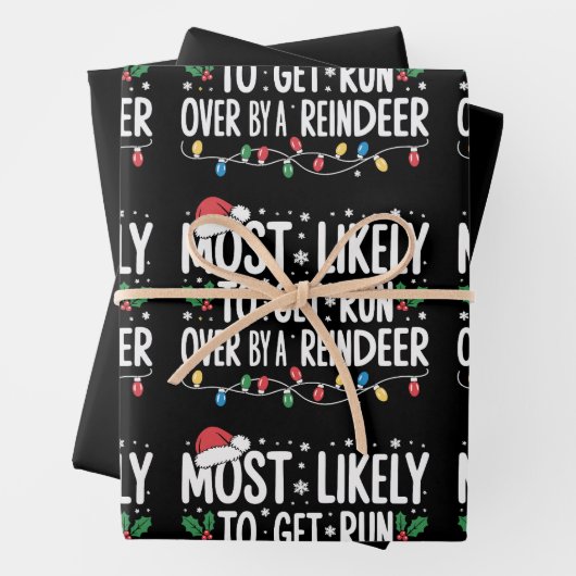 トナカイの走クリスマスに乗り越える可能性が高い ラッピングペーパーシート (インサイチュ)
