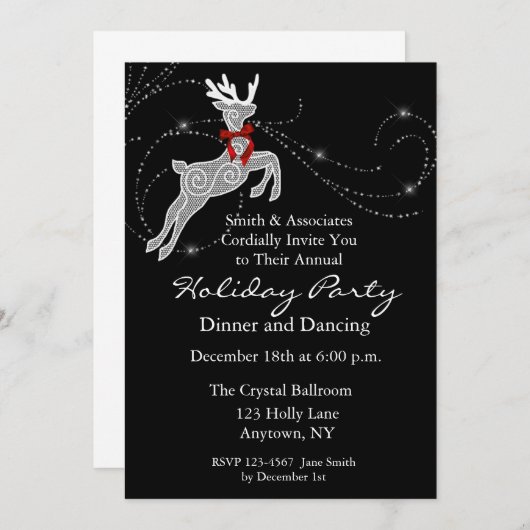トナカイの輝きの休日のパーティの招待状 招待状 (正面/裏面)