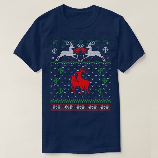 トナカイの醜いクリスマスセーター Tシャツ (デザイン正面)
