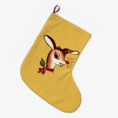 トナカイの金ゴールドのクリスマスのストッキング ラージクリスマスストッキング (正面 (吊り時))