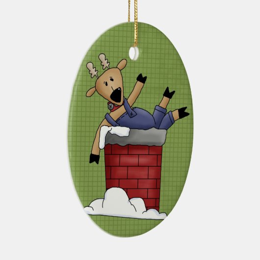 トナカイの陶器のクリスマスオーナメント セラミックオーナメント (右)