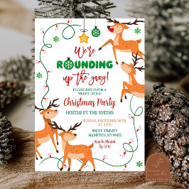 トナカイの集団パーティーの丸め 招待状