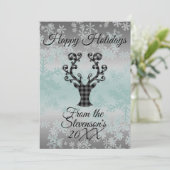 トナカイの雪の結晶クリスマスパーソナライズされた シーズンカード (スタンド正面)