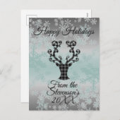 トナカイの雪の結晶クリスマスパーソナライズされた シーズンポストカード (正面/裏面)