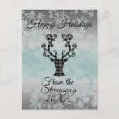 トナカイの雪の結晶クリスマスパーソナライズされた シーズンポストカード (正面)