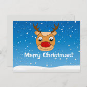 トナカイの雪パーソナライズされた青 ポストカード (正面/裏面)