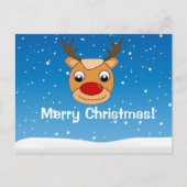 トナカイの雪パーソナライズされた青 ポストカード (正面)