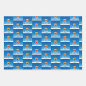 トナカイの雪パーソナライズされた青 ラッピングペーパーシート (正面3)