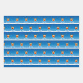 トナカイの雪パーソナライズされた青 ラッピングペーパーシート (正面2)