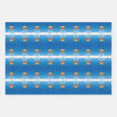 トナカイの雪パーソナライズされた青 ラッピングペーパーシート (正面)