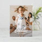 トナカイの雪地球写真クリスマス シーズンカード (スタンド正面)