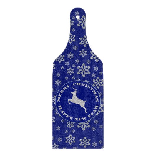 トナカイの雪片のクリスマス カッティングボード (正面)