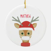 トナカイの顔マスククリスマス202セラミックorname セラミックオーナメント (裏面)