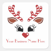 トナカイの顔 カスタマイズ名 業務用 スクエアシール (正面)