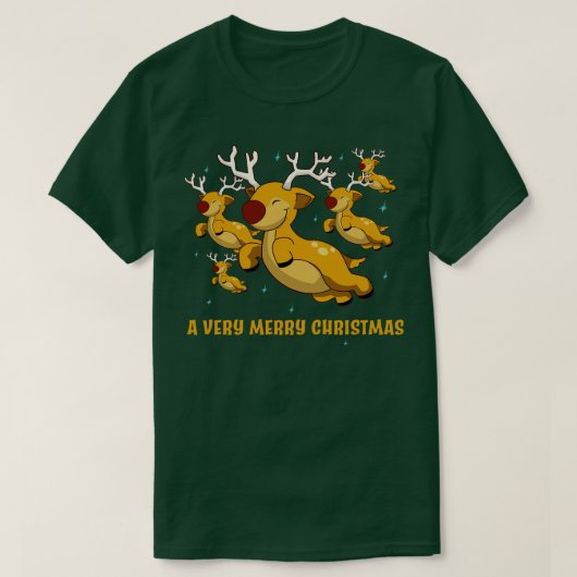 トナカイの飛んでいる束 Tシャツ (デザイン正面)